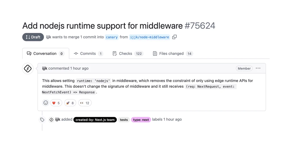 Draft PR to add node.js runtime support for middleware