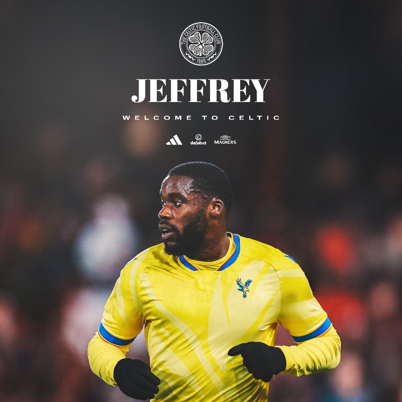 CelticFC's tweet photo. 🆕 #WelcomeJeffrey 🟢⚪

🇬🇭 Celtic Football Club have signed Crystal Palace player Jeffrey Schlupp on loan until the end of the season, subject to international clearance ✍️

Welcome to #CelticFC, Jeffrey! 🍀