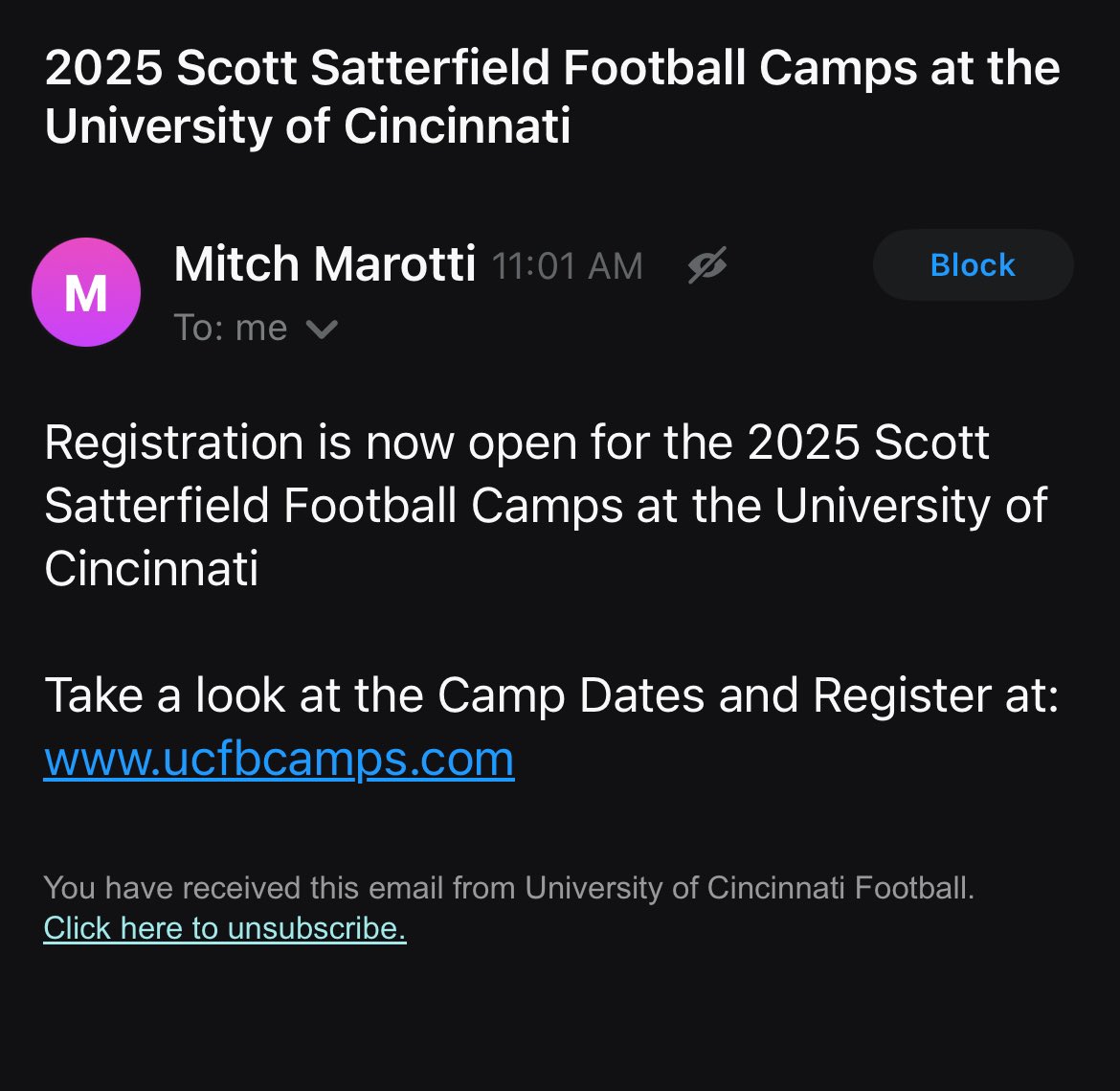 exversy's tweet photo. Thank you @MitchMarotti for the camp invite looking forward to competing at this camp.@GoBearcatsFB @CoachSattUC @TysonVeidt @CoachCardwell_ @TheGuruStew @CarolineTart_ @UCGriff @XSantikham @Coach_Grissett https://t.co/VPYRIpfjEC