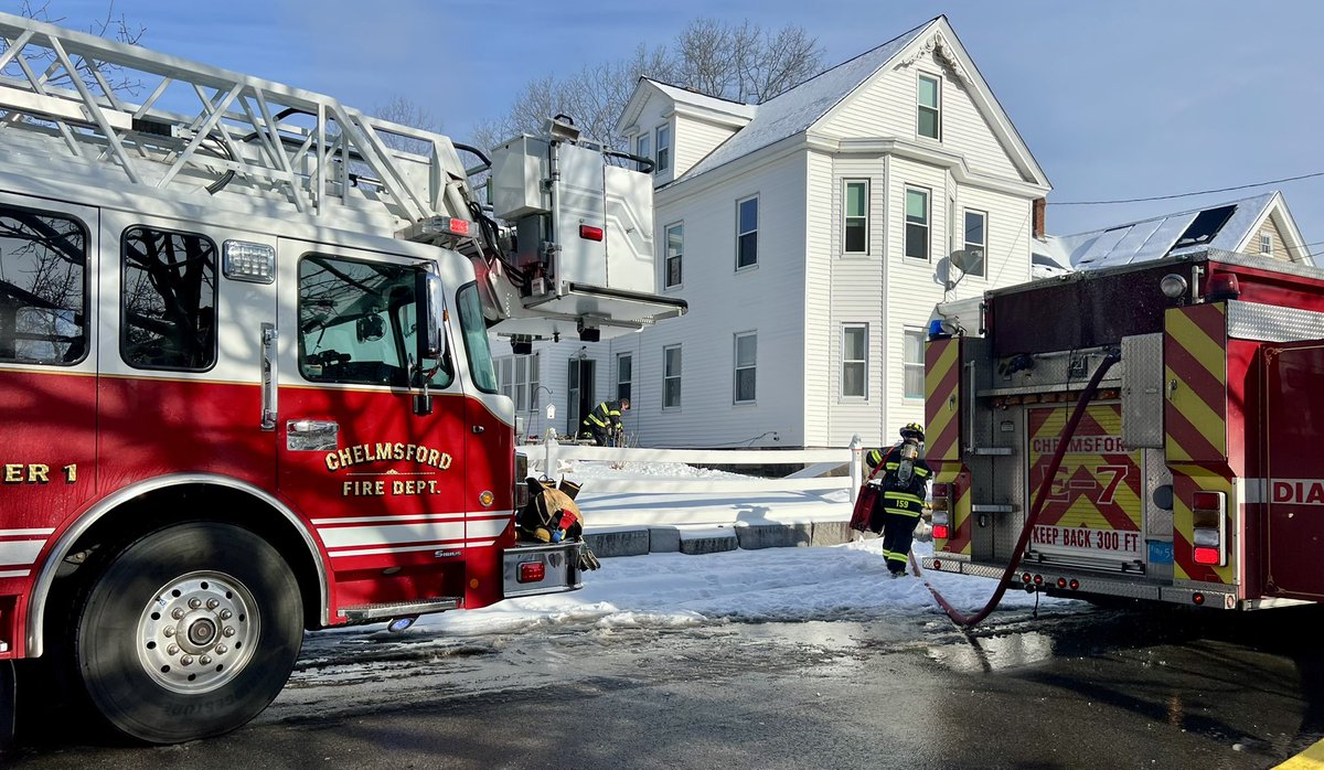 ChelmsfordFD's tweet photo. Thanks to alert Chelmsford Police Department detail officers, the Chelmsford Fire Department was able to respond and quickly extinguish a structure fire in North Chelmsford today.  Great work by Engine 2 (Group 1) for a quick stop and to all 13 on duty shift personnel who limited the fires extension into the residence and held the alarm assignment to a Working Fire. 

Once again, we’d like to thank the Westford Fire Department for responding to the scene and to Lowell Fire Department and Billerica Fire Department for providing station coverage for the town.  And a big thank you to Chelmsford Public Safety Dispatchers for another great job on the board.

No residents were harmed and two animals were removed from the residence and turned over to the homeowners. The fire remains under investigation by our Fire Investigation Unit.

@LowellSun @aselahcurtis @NBC10Boston @wbz @WCVB