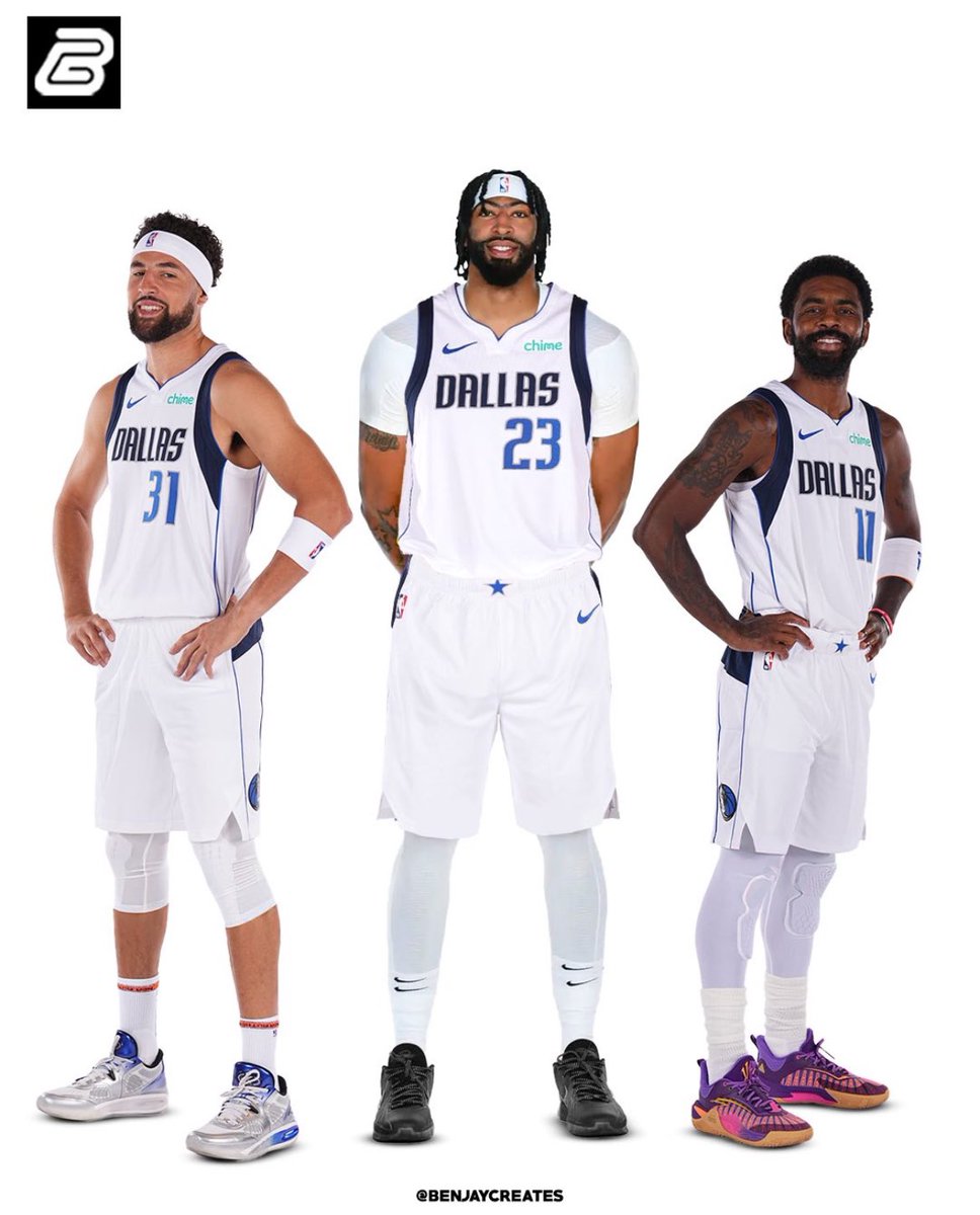 NationMffl's tweet photo. Projected new 10-man rotation for the Dallas Mavericks when they’re full healthy: 

PG: Kyrie Irving - Spencer Dinwiddie
SG: Klay Thompson - Quentin Grimes
SF: PJ Washington - Max Christie 
PF: Anthony Davis - Naji Marshall
C: Dereck Lively II - Daniel Gafford

Thoughts? 🤔 https://t.co/tqkRlWfYcb
