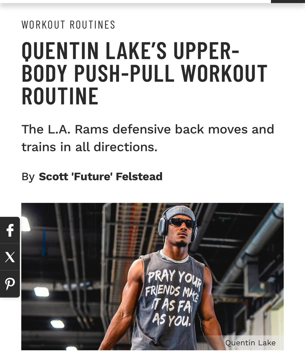 muscle_fitness's tweet image. QUENTIN LAKE’S UPPER-BODY PUSH-PULL WORKOUT ROUTINE

The L.A. Rams defensive back moves and trains in all directions.
By Scott 'Future' Felstead

Read Article 
muscleandfitness.com/workouts/worko… 

#QuentinLake #UpperBodyWorkout #PushPullRoutine #LARams #NFLTraining #Fitness #WorkoutRoutine