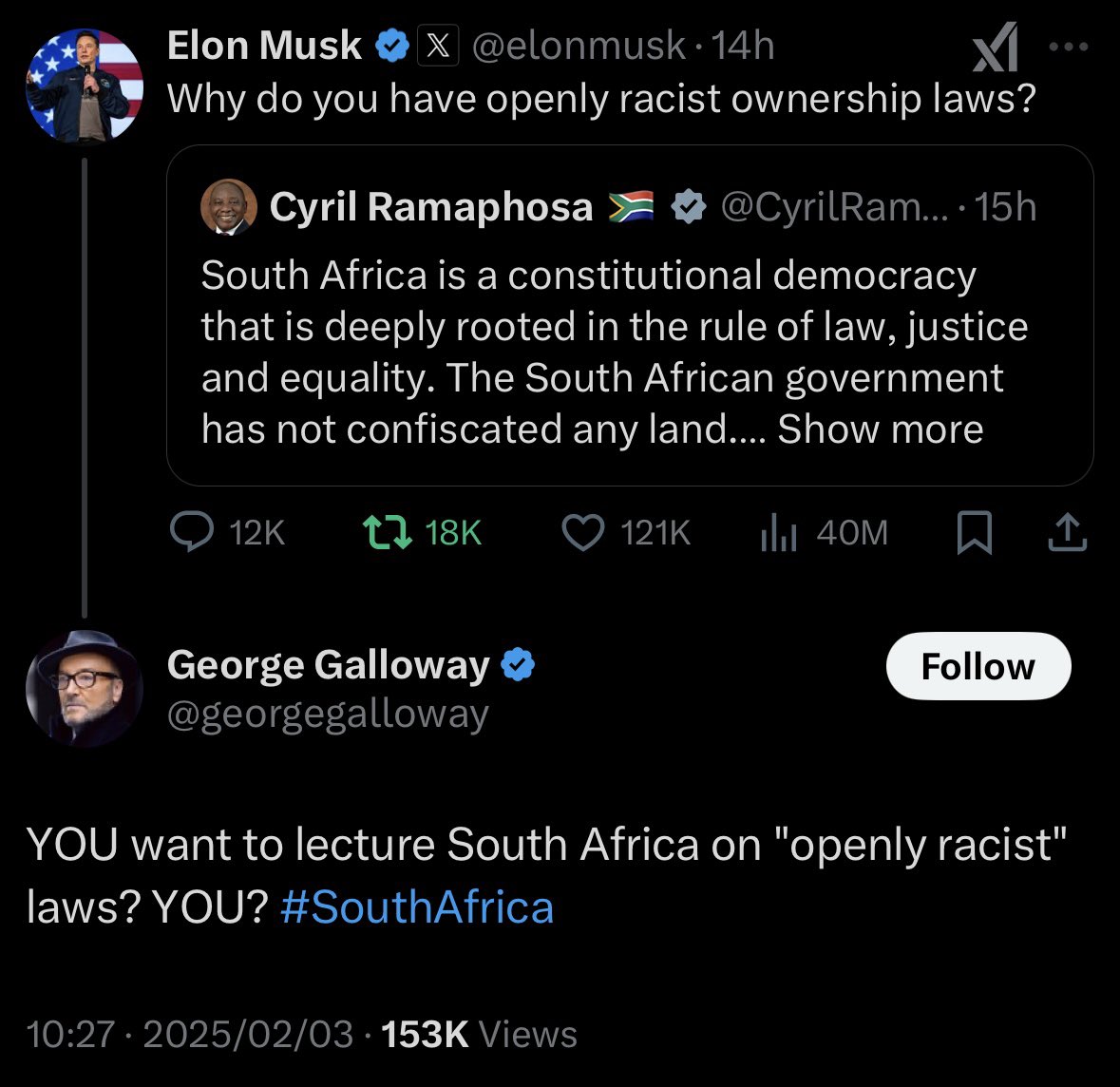 In case you were wondering if you’re on the right side of history, here’s a clue: It’s whatever side George Galloway isn’t on.