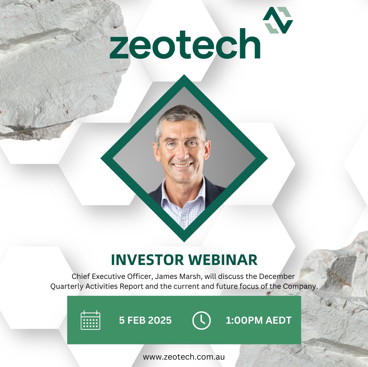 $ZEO $ZEO.AX Webinar Presentation Invite
CEO James Marsh will discuss the December Quarterly Activities Report, and the current and future focus of the Company.
Date:  Wednesday 5th February
Time: 1:00pm AEDT
Register Here: bit.ly/Webinar5thFeb2…