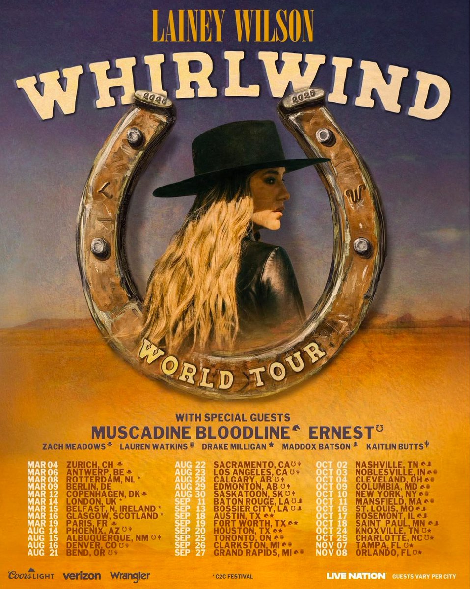 Lauren Watkins (@laur_watkins) on Twitter photo I’m going on tour with <a href="/laineywilson/">Lainey Wilson</a> !!!!! One of the girls in country I’ve looked up to for a long, long time. This is gonna be a whirlwind… and a whole lotta fun. Let’s hit the road. I’m going on tour with <a href="/laineywilson/">Lainey Wilson</a> !!!!! One of the girls in country I’ve looked up to for a long, long time. This is gonna be a whirlwind… and a whole lotta fun. Let’s hit the road.
