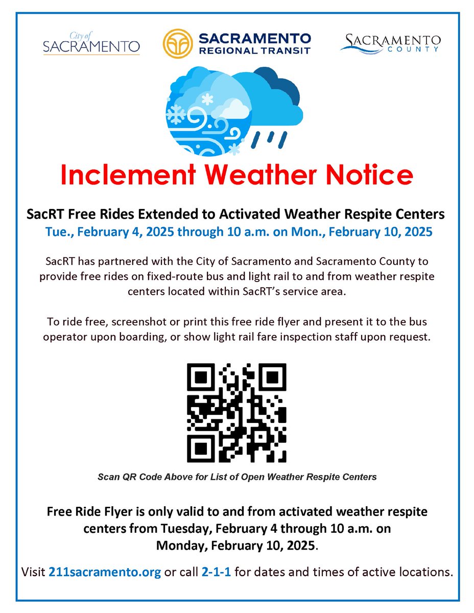 City of Sacramento (@thecityofsac) on Twitter photo With the <a href="/NWSSacramento/">NWS Sacramento</a> forecasting cold temperatures, wet weather and strong winds, the City is extending weather-respite operations at the Outreach and Engagement Center and the North 5th Street Navigation Center.
Read more: wp.me/p3ZwPQ-8YC With the <a href="/NWSSacramento/">NWS Sacramento</a> forecasting cold temperatures, wet weather and strong winds, the City is extending weather-respite operations at the Outreach and Engagement Center and the North 5th Street Navigation Center.
Read more: wp.me/p3ZwPQ-8YC