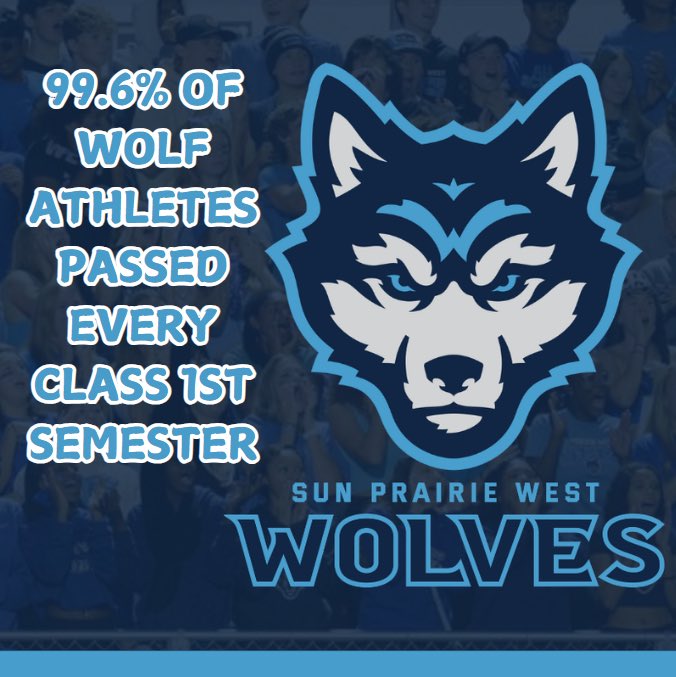 SPWWolves's tweet photo. We had a tremendous 1st semester here at Sun Prairie West for athletics in the classroom! Way to go Wolves! #STUDENTAthletes #GoWolves https://t.co/WVUzaltqxZ