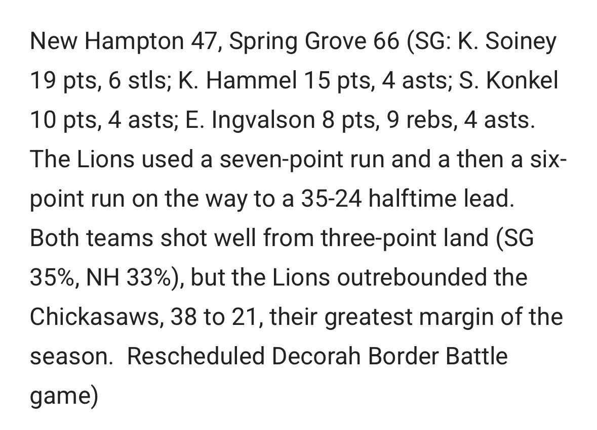 SG games highlights from a few weeks ago thanks to the Fillmore County Journal. <a href="/KylieHammel/">Kylie Hammel</a>
