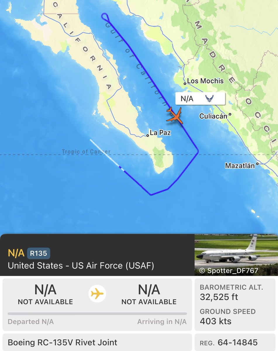 nicksortor's tweet image. 🚨 #BREAKING: U.S. Air Force Intelligence aircraft have entered Mexican airspace after Mexico agreed to cooperate in fighting the cartels

This is practically UNHEARD OF.

Pete Hegseth sent a warning to the cartels saying “all options are on the table.”

President Trump demanded…