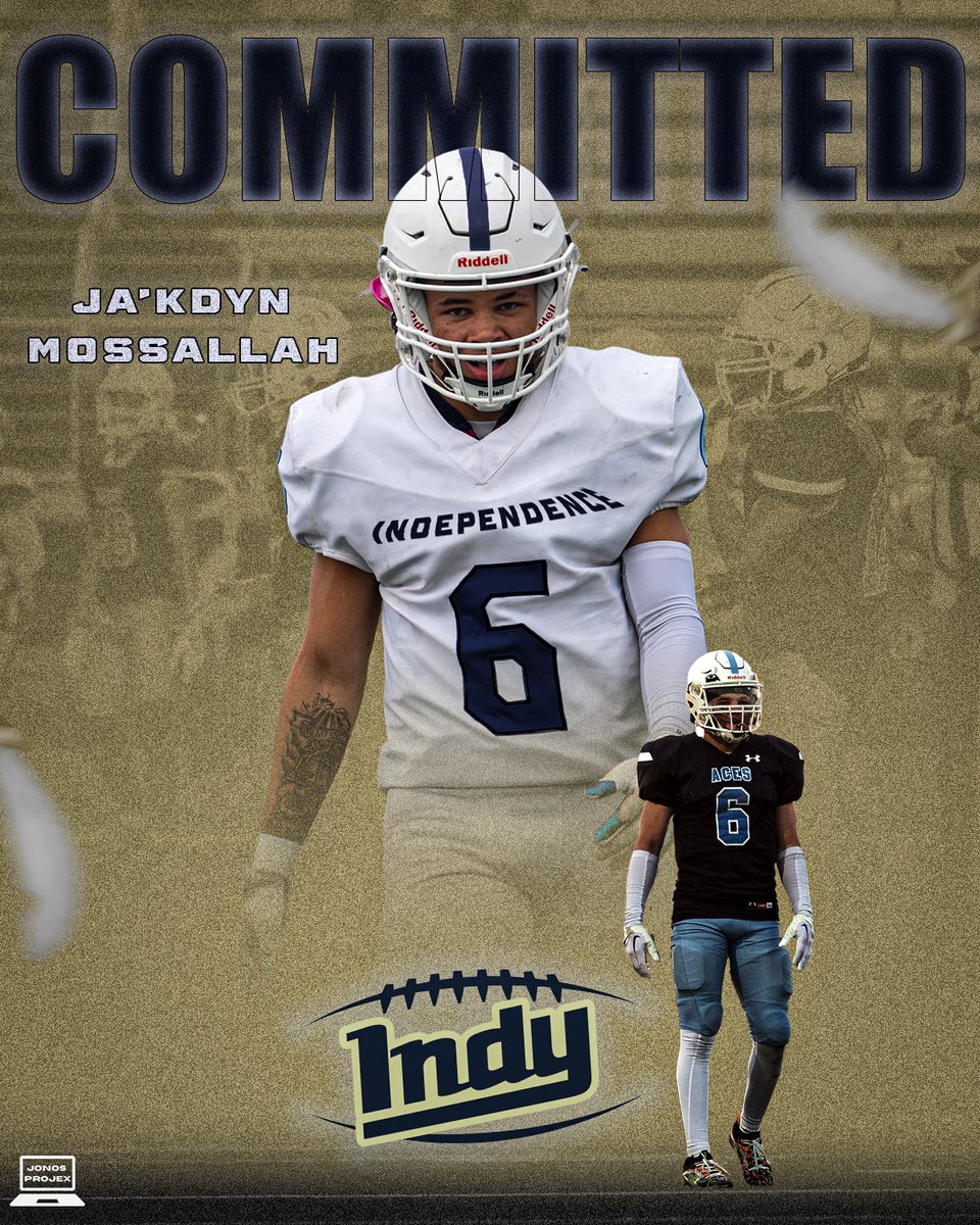 Jakdyn Mossallah (@jakdynm) on Twitter photo First and foremost I’d like to thank God, Coaches <a href="/blueacesfb/">Wichita High School East Football</a>, family, and Indy Coaches for this opportunity at the next level. Thank you for believing in me!!
With that being said I am blessed to say Ive committed to <a href="/DreamU_IndyFB/">Indy CC Football</a>
Can’t wait
Let’s work!!💪🏼
#LLBJ
#LLGRANNY 🕊️ First and foremost I’d like to thank God, Coaches <a href="/blueacesfb/">Wichita High School East Football</a>, family, and Indy Coaches for this opportunity at the next level. Thank you for believing in me!!
With that being said I am blessed to say Ive committed to <a href="/DreamU_IndyFB/">Indy CC Football</a>
Can’t wait
Let’s work!!💪🏼
#LLBJ
#LLGRANNY 🕊️