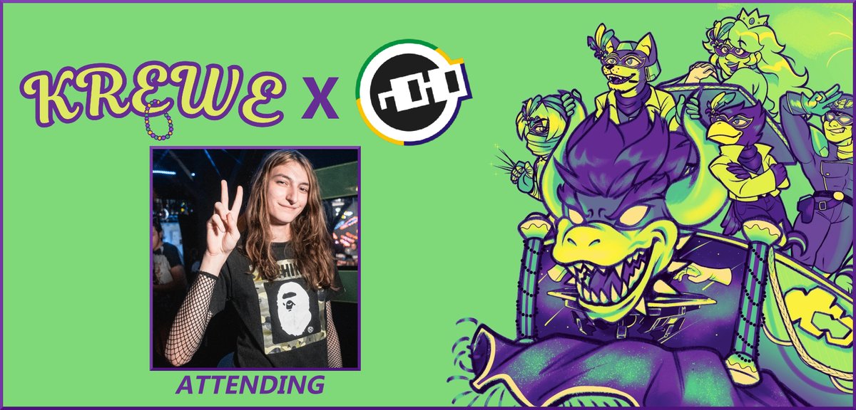 skrat___'s tweet photo. ANNOUNCEMENT TIME:

We've got some of the world's best players joining us at Krewe! 

@SSBMagi @zamu_ssbm @JSalt_ and @Mast3rofFlavor1  will be joining us February 22nd to celebrate Mardi Gras in the 251!

Registration is open until February 20th! 
https://t.co/wJrogKRJZQ https://t.co/CmaLkq1kZm