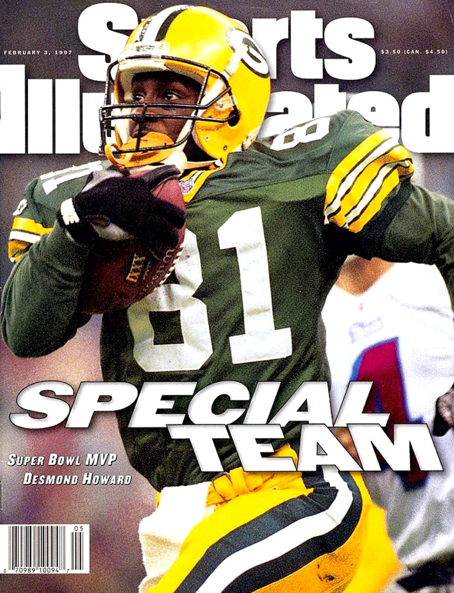 KevG163's tweet photo. February 3, 1997

The cover of Sports Illustrated

"SPECIAL TEAM"

#Packers Super Bowl MVP Desmond Howard — SI's post-Super Bowl XXXI coverage

The Lombardi Trophy returns to Titletown after a 29 year absence.
#GoPackGo https://t.co/sCSXkp4lwP