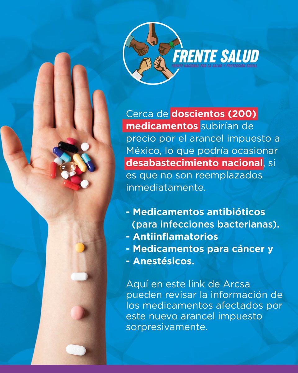 FrenteSaludEC's tweet photo. 🚨📌 Con la decisión inmotivada del presidente Noboa de cargar con nuevos aranceles a los productos de origen mexicano, informamos la preocupación de los salubristas ante la afectación a cerca de 200 medicamentos 👇🏼
Link: https://t.co/b4zZTBd8GZ https://t.co/XeXa89fvi6