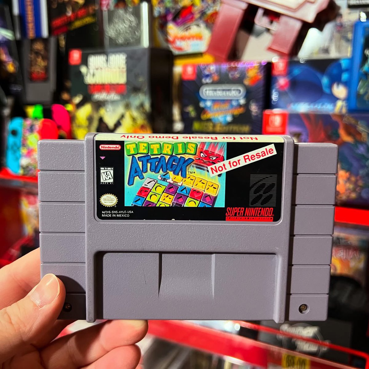 GamerAhmer's tweet photo. Scored this at Super Bit Videogames ! Definitely had a blast checking the store out! #videogames #retrogaming #games #gamer #gaming #gamerahmer #snes #nintendo #supernintendo #tetris #tetrisattack #puzzlegames #superbitvideogames https://t.co/PW54y0fQDM