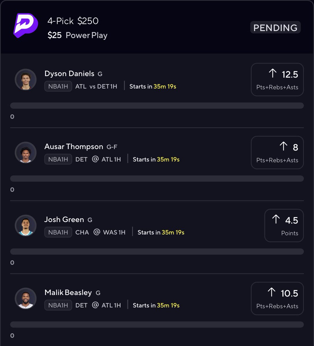 DoubleDownDrewJ's tweet photo. Prizepicks 1H Parlay 💰🤝

#PrizePicks #NBA #GamblingX https://t.co/2C066oJUOi