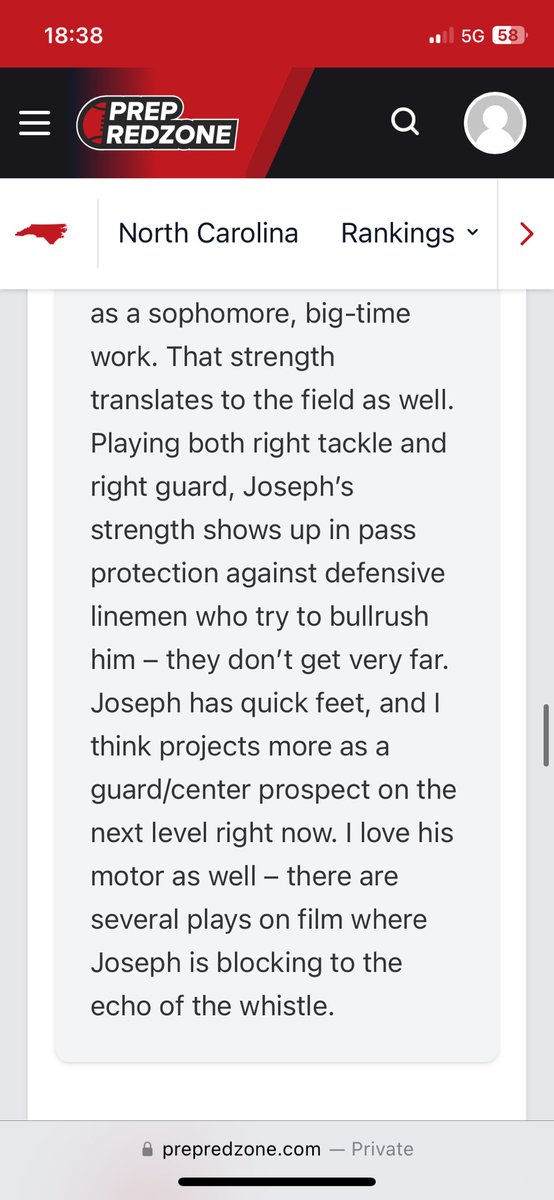 JosephM56462785's tweet photo. thankful for the write up. @coachjames29 @PrepRedzoneNC @pepman704 @alexwal03252796 @myersparkfball https://t.co/Jr06xrPKpH