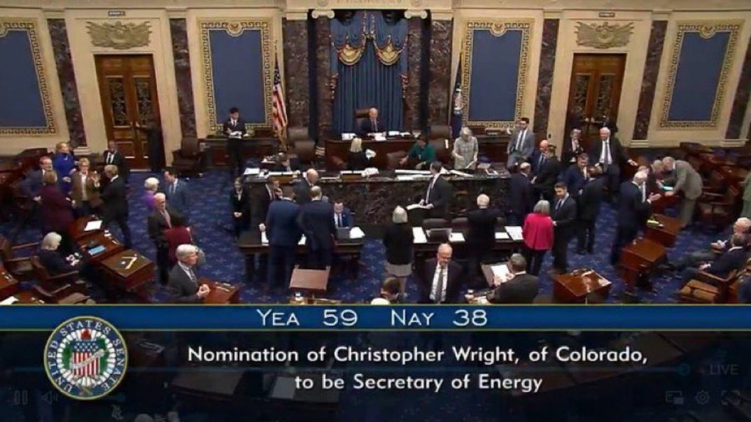 BREAKING 🚨 Chris Wright was just confirmed as the Secretary of Energy 59 “Yeas” and 38 “Nays”

DRILL BABY DRILL 🔥