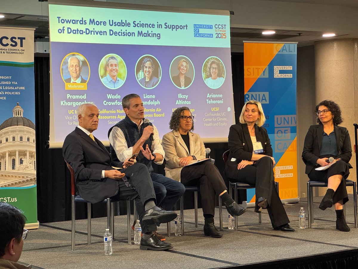 CCST (@ccstorg) on Twitter photo Science & Technology Week 2025 is off to a great start, with a discussion moderated by <a href="/VCResearch_UCI/">Pramod Khargonekar</a> and featuring panelists Secretary <a href="/WadeCrowfoot/">Wade Crowfoot</a>, <a href="/mslianeran/">Liane Randolph</a>, <a href="/ilkayaltintas/">Ilkay Altintas, Ph.D.</a>, and <a href="/arianneteherani/">Arianne Teherani</a>. Science & Technology Week 2025 is off to a great start, with a discussion moderated by <a href="/VCResearch_UCI/">Pramod Khargonekar</a> and featuring panelists Secretary <a href="/WadeCrowfoot/">Wade Crowfoot</a>, <a href="/mslianeran/">Liane Randolph</a>, <a href="/ilkayaltintas/">Ilkay Altintas, Ph.D.</a>, and <a href="/arianneteherani/">Arianne Teherani</a>.