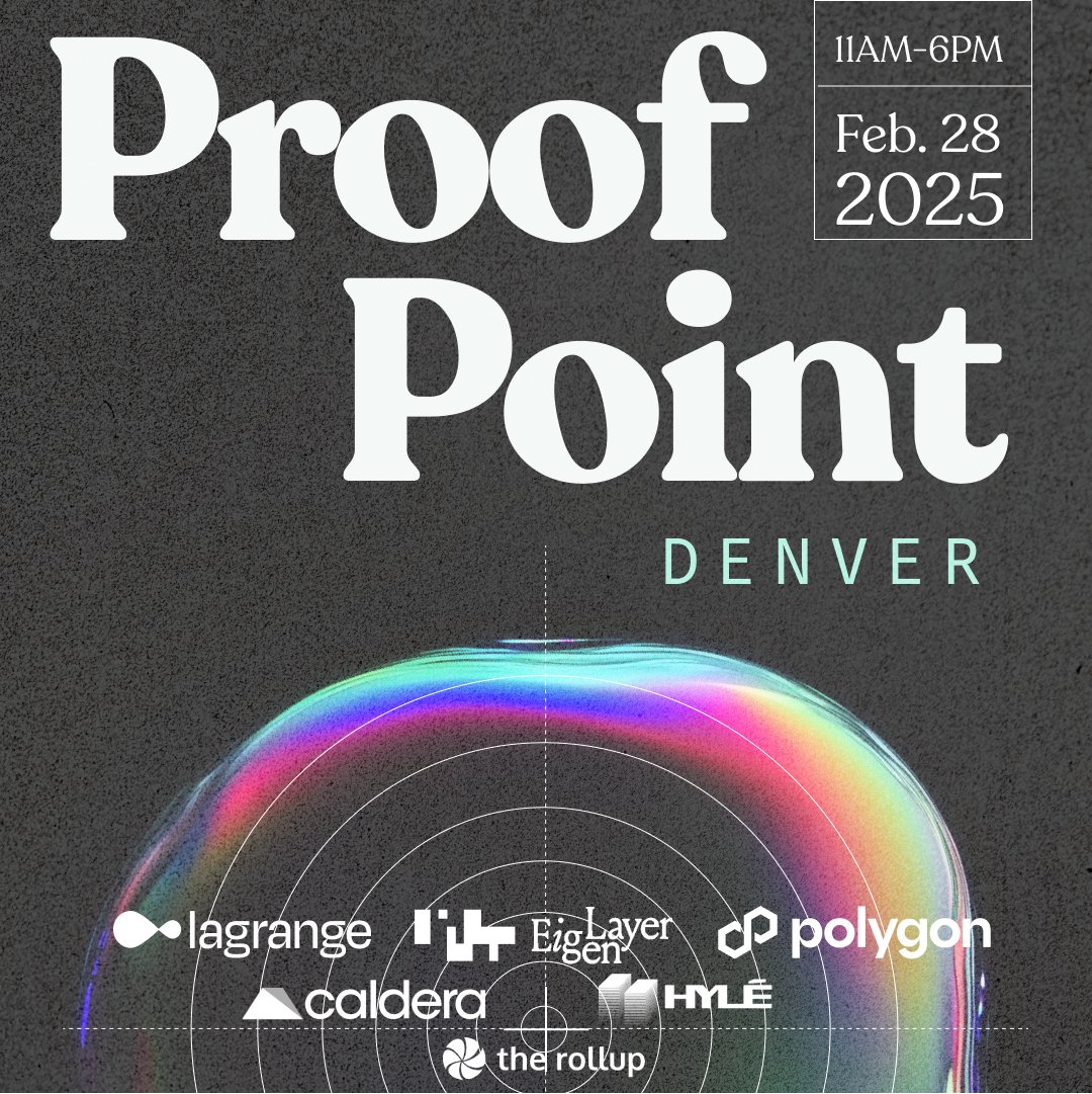 1/ Lagrange is showing up big in Denver!

Join us at ✨PROOF POINT✨ for panel discussions, debates, and thought-provoking AMAs on scalability and security in Web3 🔥

Register here 👉 lu.ma/proofpoint

Here’s everything you need to know: 👇🧵