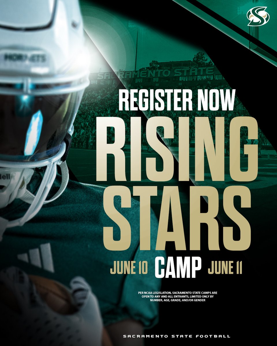 𝗛𝗢𝗧 𝗢𝗙𝗙 𝗧𝗛𝗘 𝗣𝗥𝗘𝗦𝗦 🔥

Camp sign-ups are LIVE! Register TODAY‼️
🔗: …entostatefootballcamps.totalcamps.com/About%20Us

#GoGoSacramento | #StingersUp