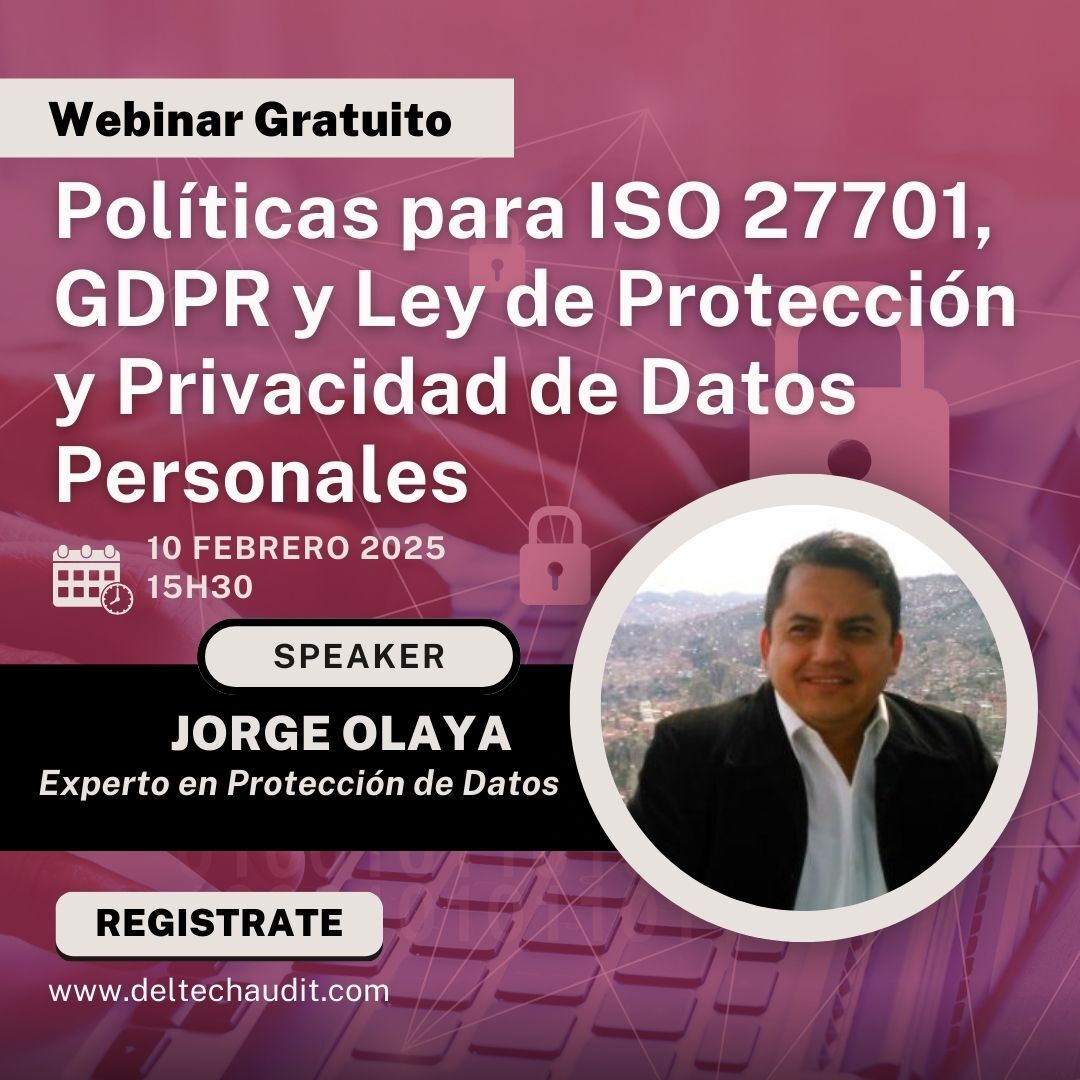 DeltechAudit's tweet photo. Te invitamos a nuestro webinar gratuito:
📌 Políticas para ISO 27701, GDPR y la Ley de Protección y Privacidad de Datos Personales

📲 ¡Regístrate ahora! 👉 https://t.co/QyoA2Y9Tmr

#WebinarGratis #ProtecciónDeDatos #ISO27701 #GDPR #Privacidad #DeltechAudit 🚀 https://t.co/kqRqwwXOk7