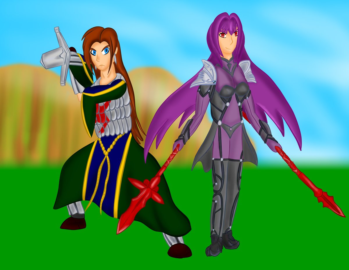 KigaiOkasu's tweet photo. Here is a picture of Scathach and my own Saber Servant Lady Macbeth. Scottish Queens don't play! #FGO #Scathach #FateGrandOrder #fanart https://t.co/BRn41D5ewm