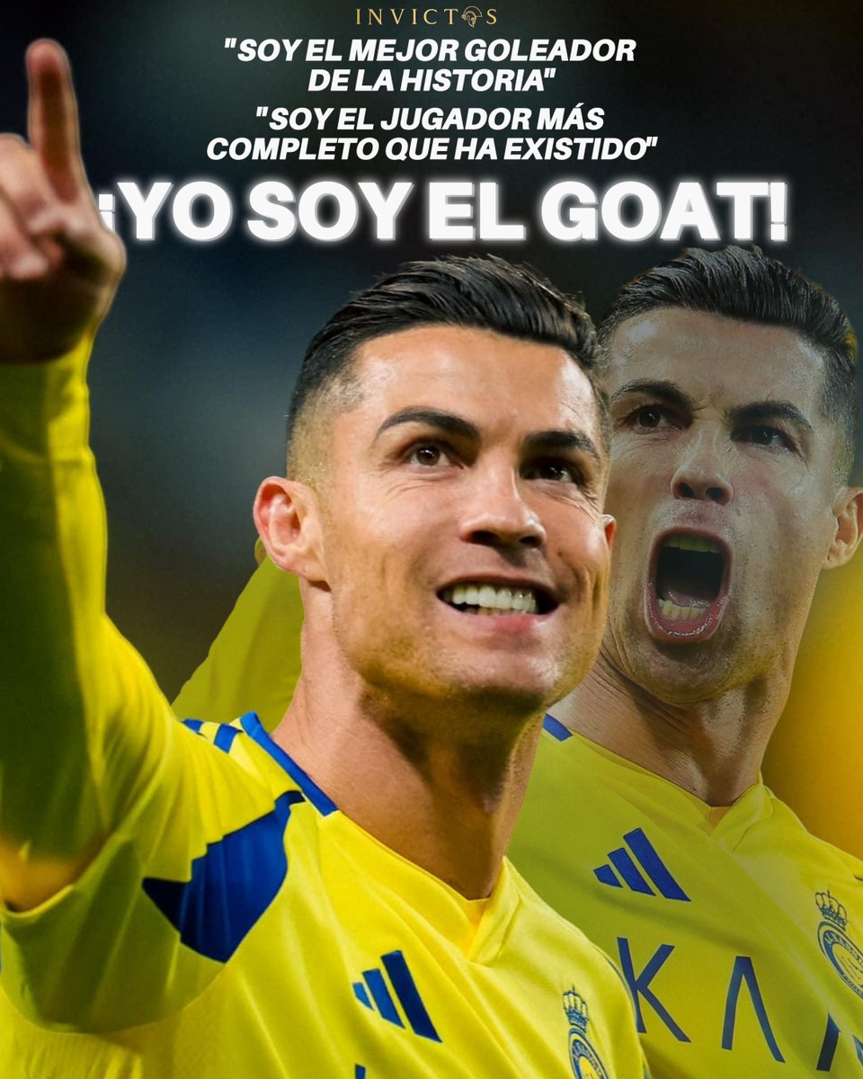 InvictosSomos's tweet photo. En la entrevista que le concedió a Edu Aguirre para La Sexta, Cristiano Ronaldo ASEGURÓ que es el mejor goleador de la historia, el futbolista más completo que ha existido y el mejor futbolista de todos los tiempos. 

➤ El mejor goleador de la historia: "¿Qué quiere decir goleador? Son números. Es quien pone la pelotita dentro del rectángulo. ¿Quién es el mejor goleador de la historia? Son números, punto final. ¿Quién es el jugador de la historia que ha hecho más goles con cabeza, pie izquierdo, penalti, falta, todo sumado? Yo estoy, no siendo zurdo, en el TOP 10 de jugadores que marcaron más goles de zurda. Y con la cabeza. De la derecha ni te hablo. Y penaltis. O sea, ¿qué me están diciendo? Estoy en todo. Yo estoy diciendo números". 

➤ El más completo de la historia: "Yo creo que soy el jugador más completo que ha existido, en mi opinión. Yo creo que soy yo. Yo hago todo en el fútbol: juego bien de cabeza, tiro bien faltas, tiro bien de pie izquierdo. Soy rápido, soy fuerte, salto. Una cosa son gustos. Si te gusta más Messi, Pelé o Maradona. Yo entiendo eso, y lo respeto. Pero decir que Cristiano no es completo es mentira. Soy el más completo". 

➤ El mejor futbolista de toda la historia: "Yo creo que sí, sinceramente. Yo no vi a nadie mejor que yo. Lo digo de corazón".