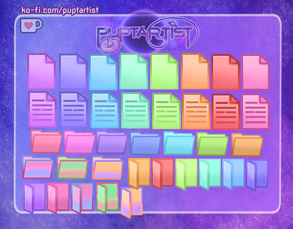 New file/folder icons for desktop and phone! Available on my Ko-fi for FREE 🥰🌈
