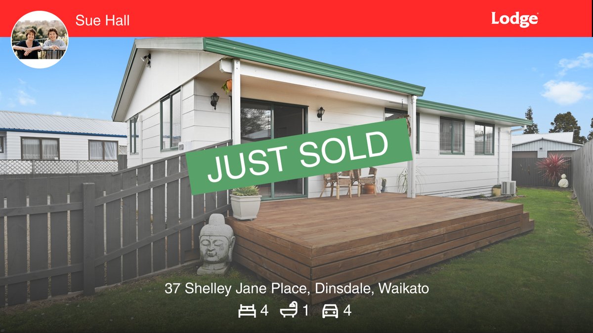 suehallhamilton's tweet photo. 🛌 4 🛀 1 🚘 4
📍 37 Shelley Jane Place, Dinsdale, Waikato

My latest sale on RateMyAgent.
Individual Salesperson 10006461
https://t.co/Js7ZmjjZuP

...
#ratemyagent #realestate #teamsuehall #sueanddonna #Lodge_Real_Estate_Hamilton_City_Lodge_Real_Estate_Ltd_ https://t.co/O5tZZaX2TB