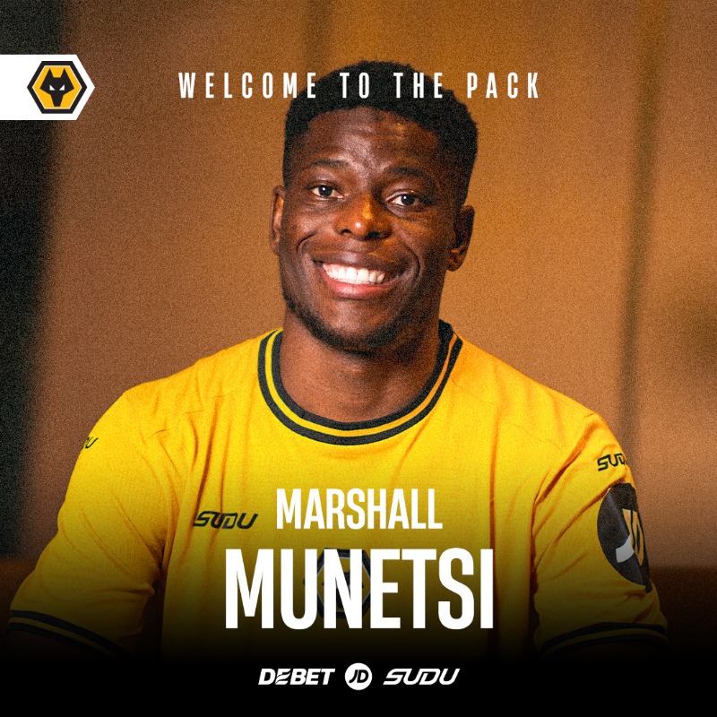 Wolves's tweet photo. Concluding our January transfer window with the signing of Marshall Munetsi 🗞️