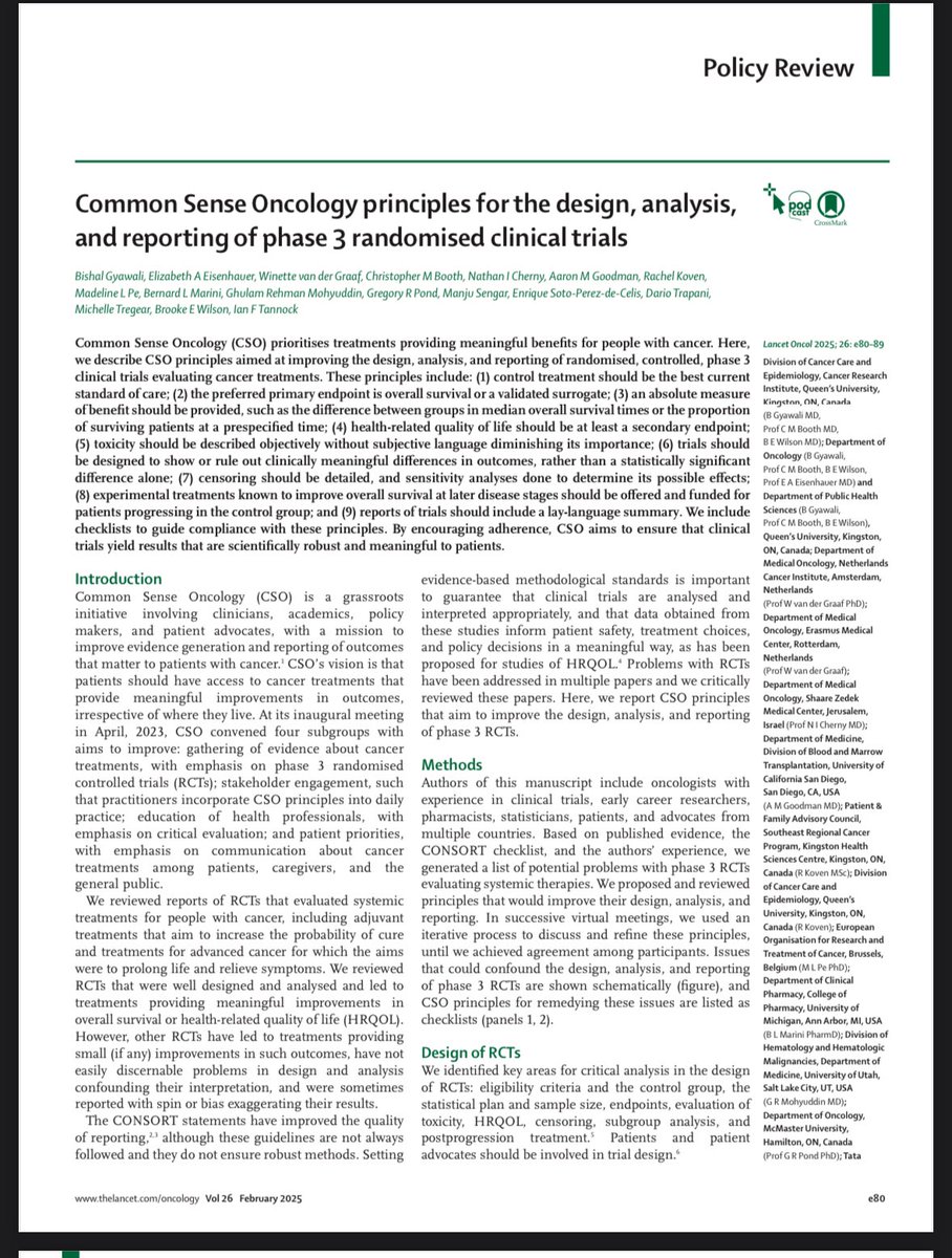 Bishal Gyawali, MD, PhD, FASCO (@oncology_bg) on Twitter photo Now Online!
CSO RCT Checklist.
<a href="/csoncol/">Common Sense Oncology</a> RCT team has just published in <a href="/TheLancetOncol/">The Lancet Oncology</a> a CHECKLIST to design and report cancer drug RCTs.
You know about CONSORT checklist for RCTs but this CSO checklist is specifically for cancer drug RCTs and incorporates items such as Now Online!
CSO RCT Checklist.
<a href="/csoncol/">Common Sense Oncology</a> RCT team has just published in <a href="/TheLancetOncol/">The Lancet Oncology</a> a CHECKLIST to design and report cancer drug RCTs.
You know about CONSORT checklist for RCTs but this CSO checklist is specifically for cancer drug RCTs and incorporates items such as