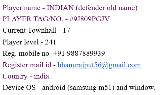 bhanurajput56's tweet photo. @ClashofClans
@supercell
My COC account #9J809PGJV was hacked 6 months ago. The hacker changed my email and I accidentally created a new account. I have purchase receipts but keep getting automated replies. Plz help me recover my original account. Mail ID bhanurajput56@gmail.com https://t.co/1k1i6VupWI
