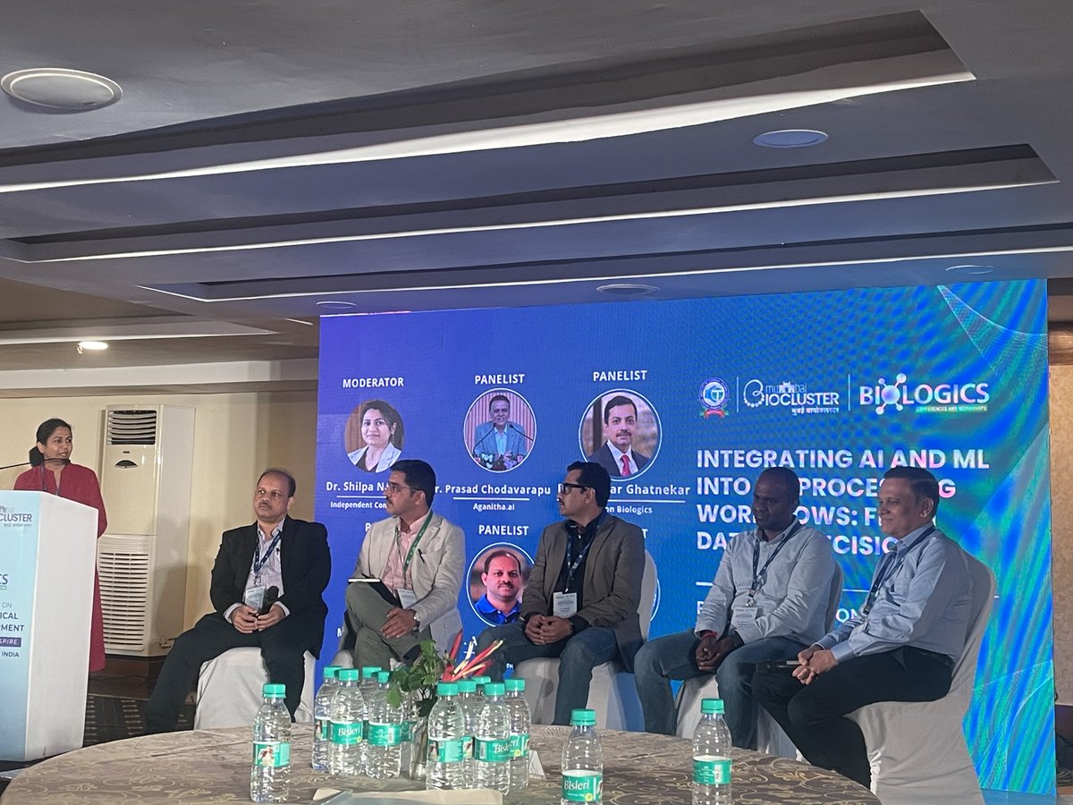Omics_Chap's tweet photo. In the panel discussion at #BiologicsWorkshop2025 in Goa last week, discussing #AI for #Bioprocess. Consensus was that AI adoption for meeting operational needs is proving easier than adoption for process optimisation given the regulated nature of bioprocesses. https://t.co/OzuU0TAIBX