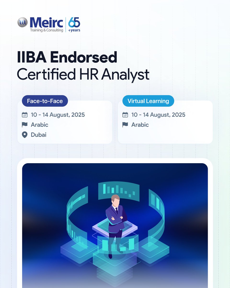 Meirc's tweet photo. 📊 𝐁𝐞𝐜𝐨𝐦𝐞 𝐚 𝐂𝐞𝐫𝐭𝐢𝐟𝐢𝐞𝐝 𝐇𝐑 𝐀𝐧𝐚𝐥𝐲𝐬𝐭! 📊

📍 Secure your spot now and take HR to the next level!

Learn more: IIBA Endorsed Certified HR Analyst |Meirc
Call or WhatsApp: (+971) 56 1770877
Email: dubai@meirc.com

#HRanalytics #DatadrivenHR #HRstrategy https://t.co/GUg6PZIkHv