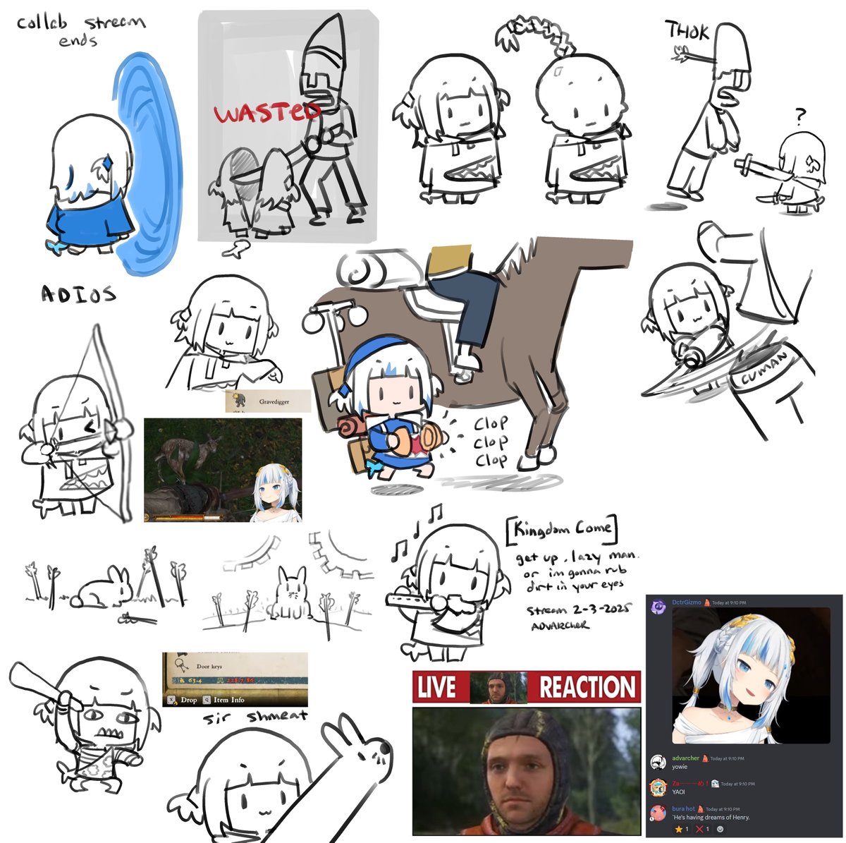 Stream doodles for tonight, thanks for the Kingdom Come Deliverance stream tonight Gura!! 

#gawrt 