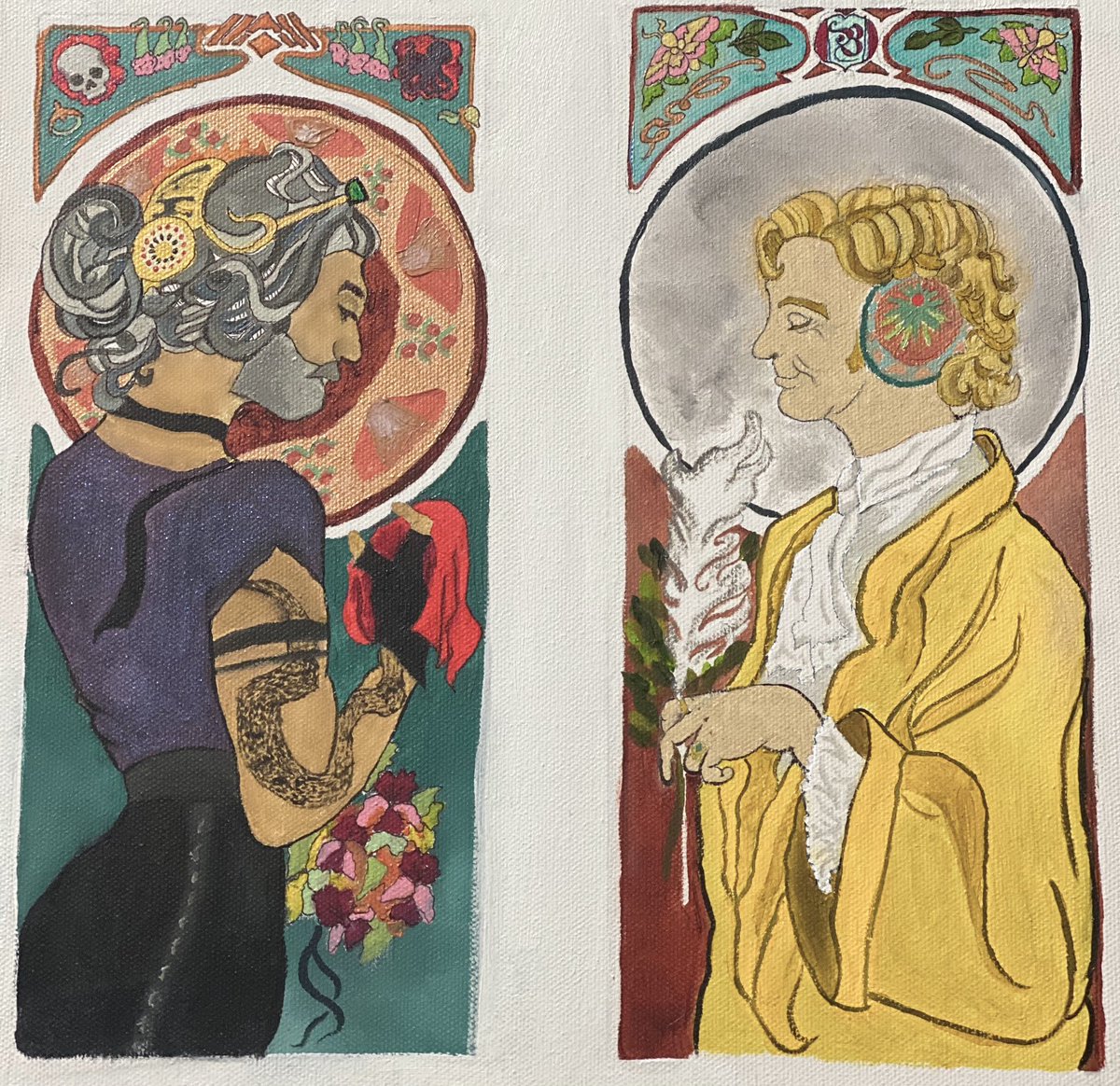 Rough draft of the MuchaBabies. Still gotta clean it up and add some tats and some details, but I love them. 😍