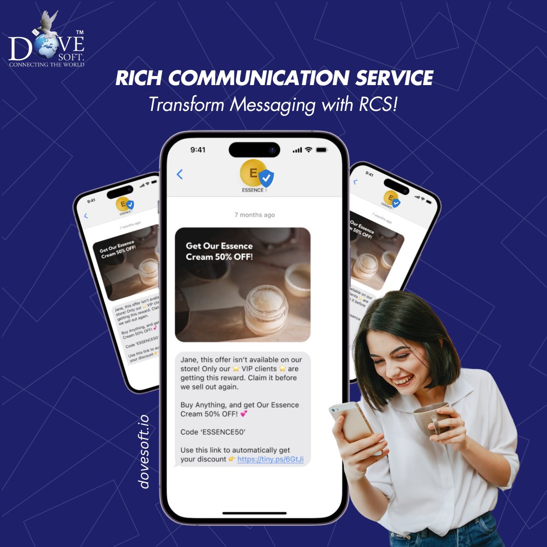 DoveSoftltd's tweet photo. 📩 Revolutionize Messaging With RCS! 🚀
Say hello to RCS Messaging—the next generation of business communication! 🌟 Deliver rich, interactive, and engaging messages with Dove Soft's RCS solutions.
Step up your RCS messaging today!💬
#RCSMessaging #BusinessMessaging #DoveSoft https://t.co/QywZndciJk