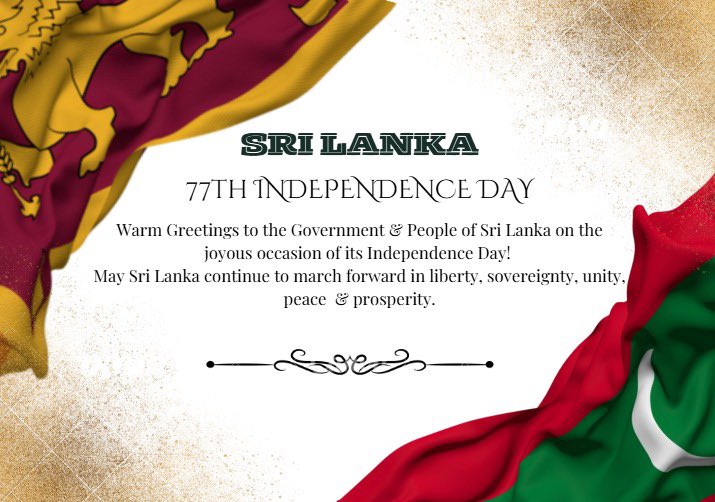 Wishing Sri Lanka a Happy 77th Independence Day.
