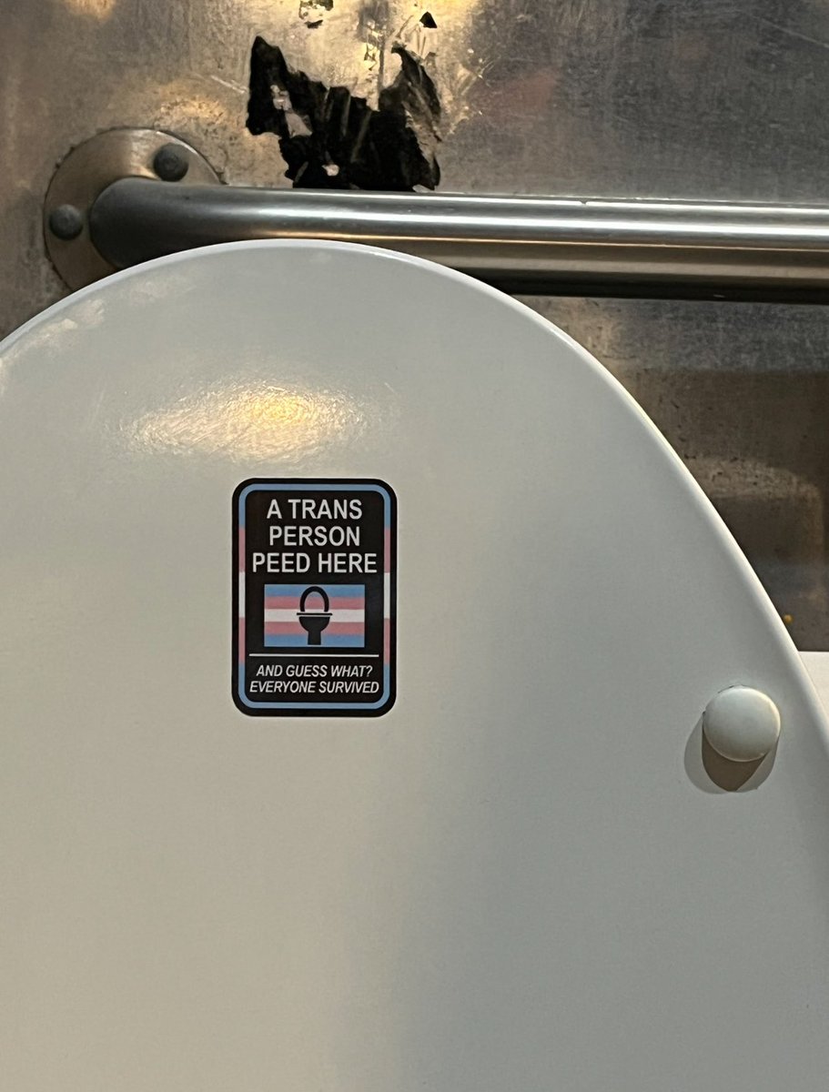 sappholives83's tweet photo. This image perfectly encapsulates trans activism. A trans person peed there. No one harassed them, or told them no; they could easily have done their business and gone on with their day, bothering no one and causing no ill will. 

Instead, they chose to vandalize someone else’s property in order to shove their presence in everyone’s face. 

It’s a dominance move, like a dog pissing on a tree: “I was here; I invaded your space, and now in order to make sure that you feel invaded, I will call attention to my transgressive behavior and remind you that you are powerless to stop it.” 

It takes something that should have been private - something that no one minded when it was private - and makes it not only public, but a problem for other people. Someone is going to have to touch that toilet to get that sticker off, and in the meantime, every woman who uses that bathroom will be reminded not only that she is unsafe there, but that she is a second-class citizen who is unsafe everywhere. It leaves a bad taste in the mouths of everyone who sees it, and serves only to make people more hostile to trans activism specifically and trans people in general.

I shudder to think of how difficult the battle would have been if the creeps and fetishists hadn’t spent most of it repeatedly shooting themselves in the foot. Without the constant display of bad behavior from trans people, and the success of Operation #LetThemSpeak, I think we would have lost this fight. We almost lost it anyway. I just hope that one day, all of the people who cost themselves the victory will realize that they have only themselves to blame.