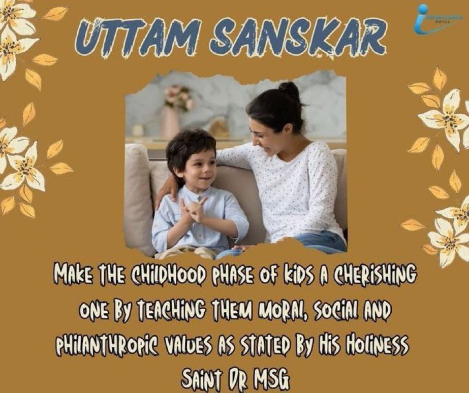 PoojaInsaa77's tweet photo. Along with education, values ​​are also important! 
The #UttamSanskar campaign started by Saint Dr MSG Insan is an effort to connect children with moral values. Stories of brave warriors, kindness, service, respect &amp; humanity –these are the real assets that will make them great. https://t.co/qFMQCe1eog