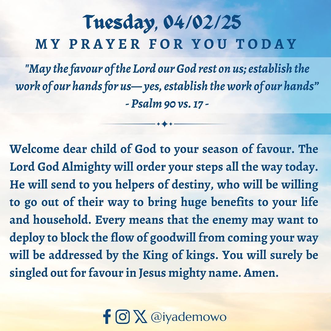 iyademowo's tweet photo. It is your season of favour... Amen & Amen ...
.
#prayer #prayers #prayerworks #godmyhelper #Victory #GodofPossiblity #iyademowo #dailyprayer #presenthelp #SeasonofFavour #Godshand #Myhelper #TheLordMyHelper https://t.co/YMOOfV3Le2