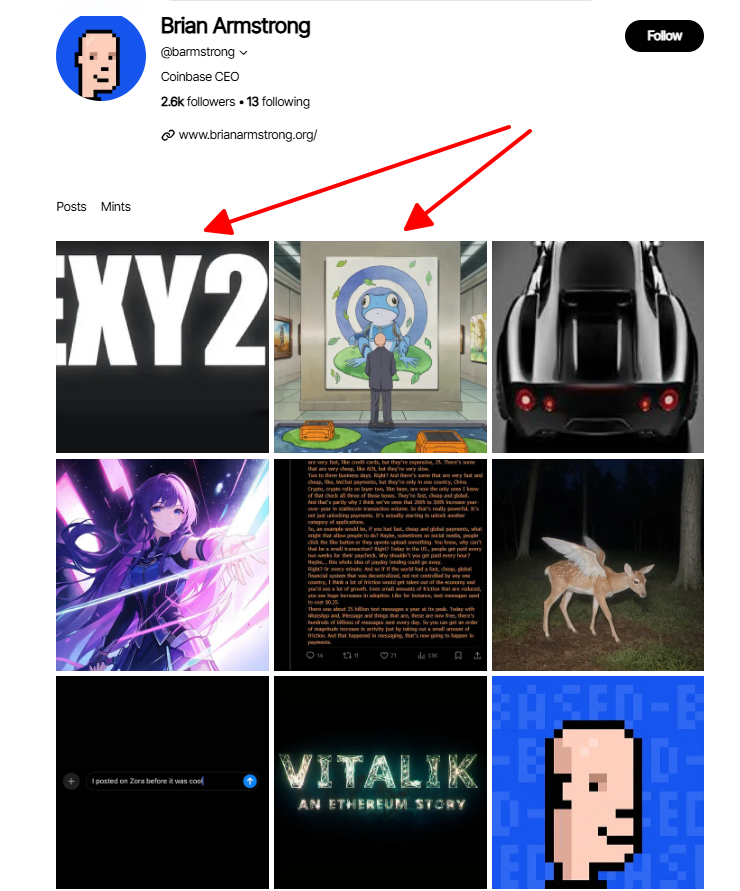 BudLoc8's tweet photo. Brian Armstrong - CEO @coinbase has just minted 2 Zora NFT about @toadgod1017 π±π±π±
Remember that he just minted only 14 NFTs on Zora and these are 2 of it πππ
He know something...like #jesseknow
#tobycomingtocoinbase https://t.co/HLqnIqsntZ