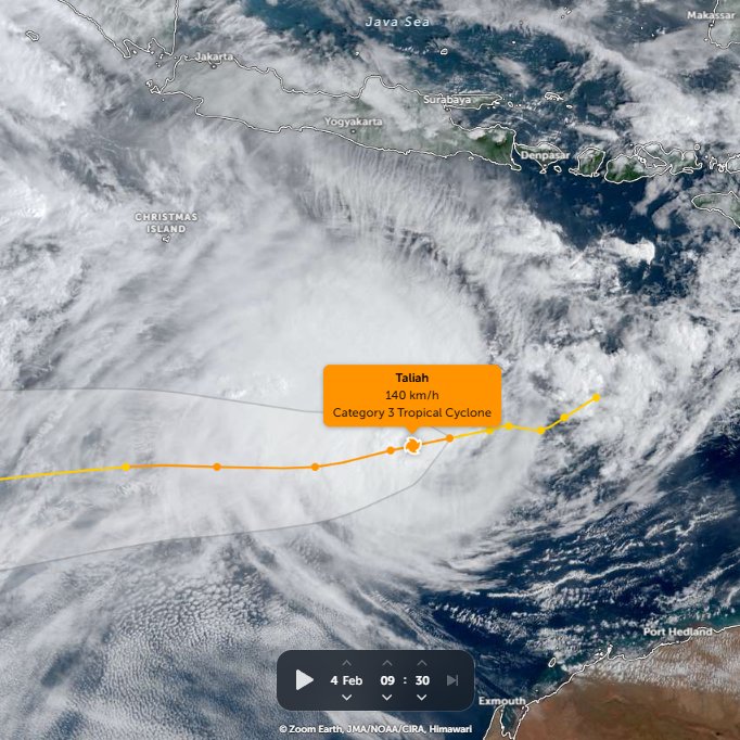 Siklon tropis Taliah menguat jadi kategori 3