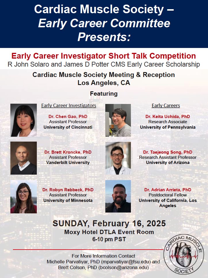 MuscleCardiac's tweet image. We are pleased to present our early career speakers for our upcoming Short Talk Competition on Feb. 16.