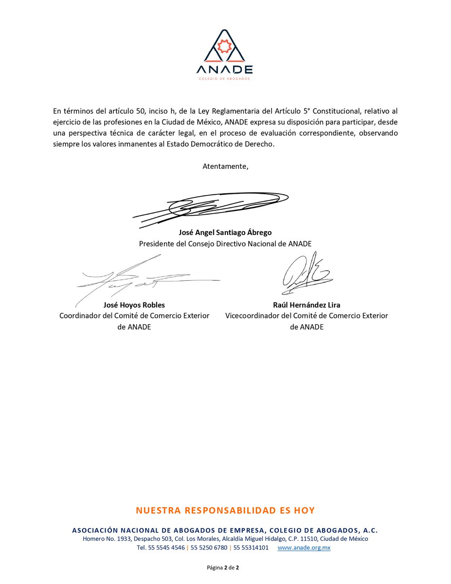 #PronunciamientoANADE sobre aplazamiento de #aranceles a #México por parte de #EstadosUnidos