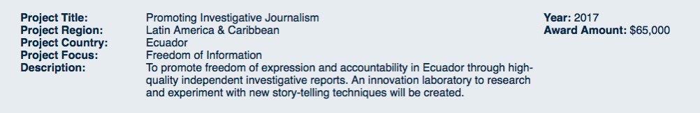 NED paid at least $65k to corrupt journalist Fernando Villavicencio who fabricated a front page story claiming that Assange secretly met Trump’s campaign manager Paul Manafort in the embassy. 

The false reporting coincided with CIA actions against Assange and was used as the
