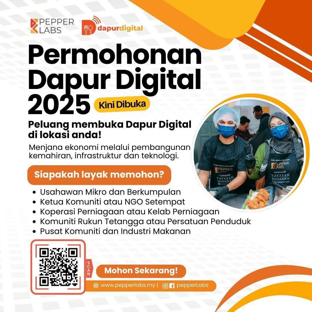 kwp_my's tweet photo. NAK MENIAGA TAPI TAKDE TEMPAT? ☹️

Ini peluang anda 🤩 Jom jana pendapatan melalui perniagaan berkonsepkan komuniti (community based)?

Mari sertai Dapur Digital dalam usaha menjana ekonomi melalui pembangunan kemahiran, infrastruktur dan teknologi! https://t.co/FDi7reaql8