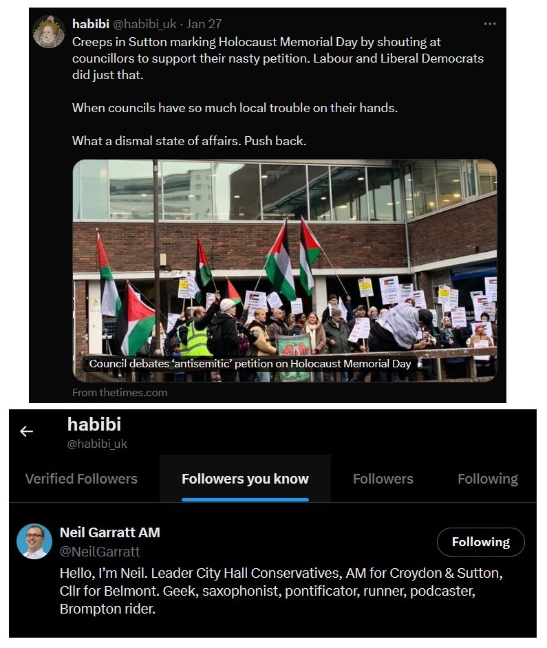 Merton Friends of Palestine (@mertonfop) on Twitter photo <a href="/greg_herriett/">Greg Herriett</a> <a href="/sa_mcguinness/">Sarah McGuinness</a> <a href="/NeilGarratt/">Neil Garratt AM</a> Dear Sutton Councillor Neil Garratt <a href="/NeilGarratt/">Neil Garratt AM</a>, can you please also explain to us why are you following these online abusers, who have now latched onto Councillor Tom Drummond <a href="/twdrummond/">Cllr Tom Drummond</a>'s smear on The Times <a href="/thetimes/">The Times and The Sunday Times</a>, which you also propagated, to further propagate it? <a href="/greg_herriett/">Greg Herriett</a> <a href="/sa_mcguinness/">Sarah McGuinness</a> <a href="/NeilGarratt/">Neil Garratt AM</a> Dear Sutton Councillor Neil Garratt <a href="/NeilGarratt/">Neil Garratt AM</a>, can you please also explain to us why are you following these online abusers, who have now latched onto Councillor Tom Drummond <a href="/twdrummond/">Cllr Tom Drummond</a>'s smear on The Times <a href="/thetimes/">The Times and The Sunday Times</a>, which you also propagated, to further propagate it?