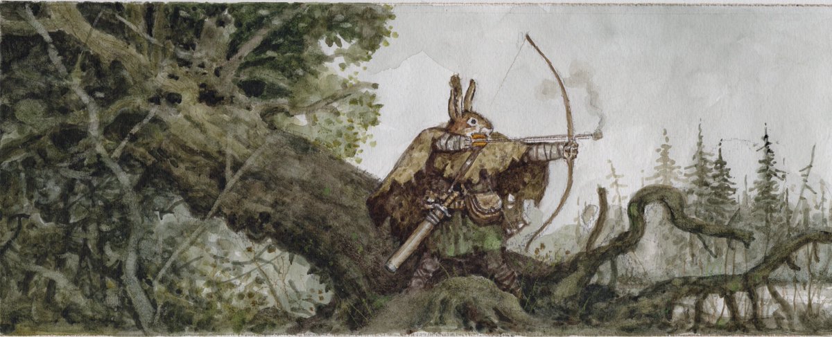 Scrubland Archer - watercolour.