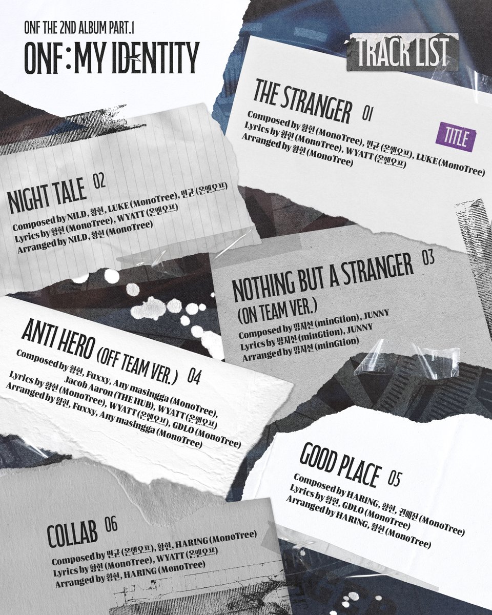 ONF_offcl's tweet photo. 온앤오프(ONF) THE 2ND ALBUM PART.1 [ONF:MY IDENTITY]

TRACK LIST

2025.02.18 6PM (KST)

#온앤오프 #ONF
#The_Stranger #ONF_MY_IDENTITY https://t.co/A0gXqgkeDG